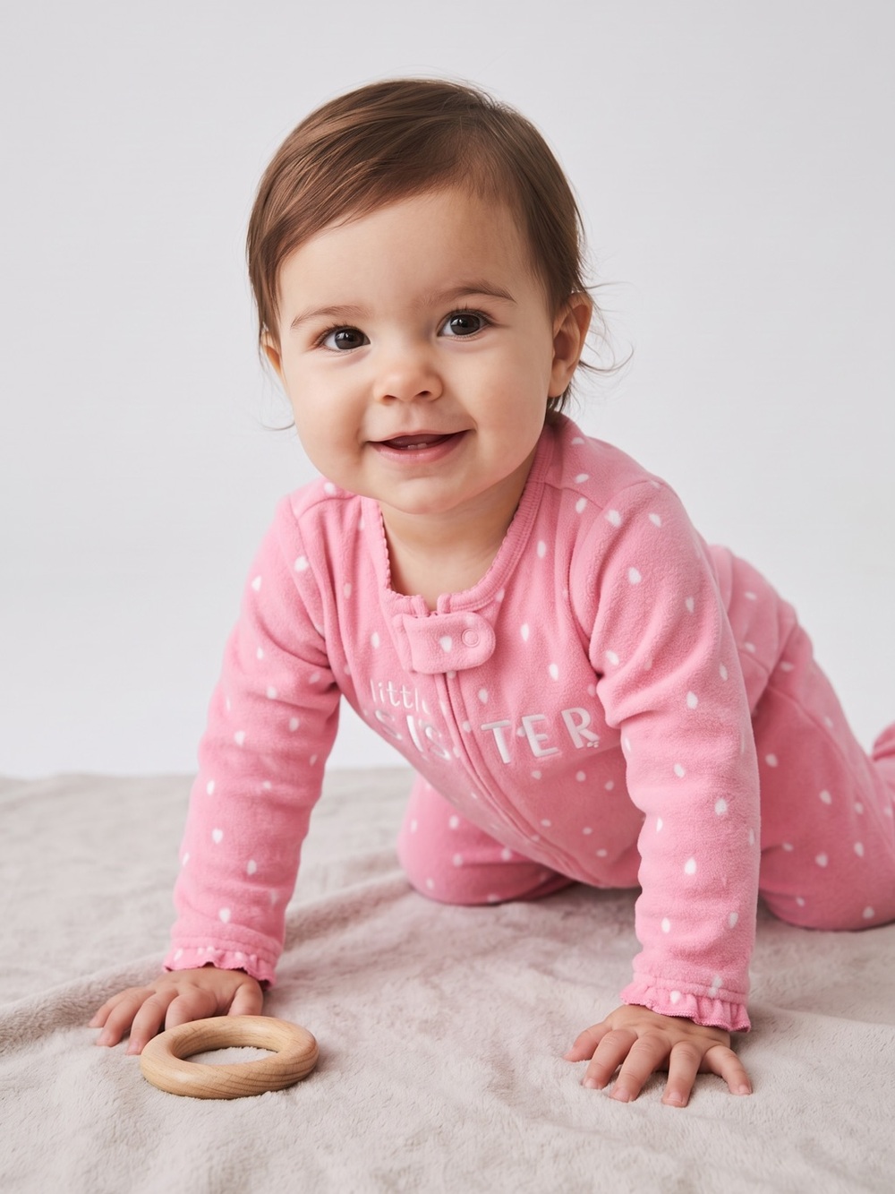 Carter's Pink Polka Dot Fleece Baby One-Piece
